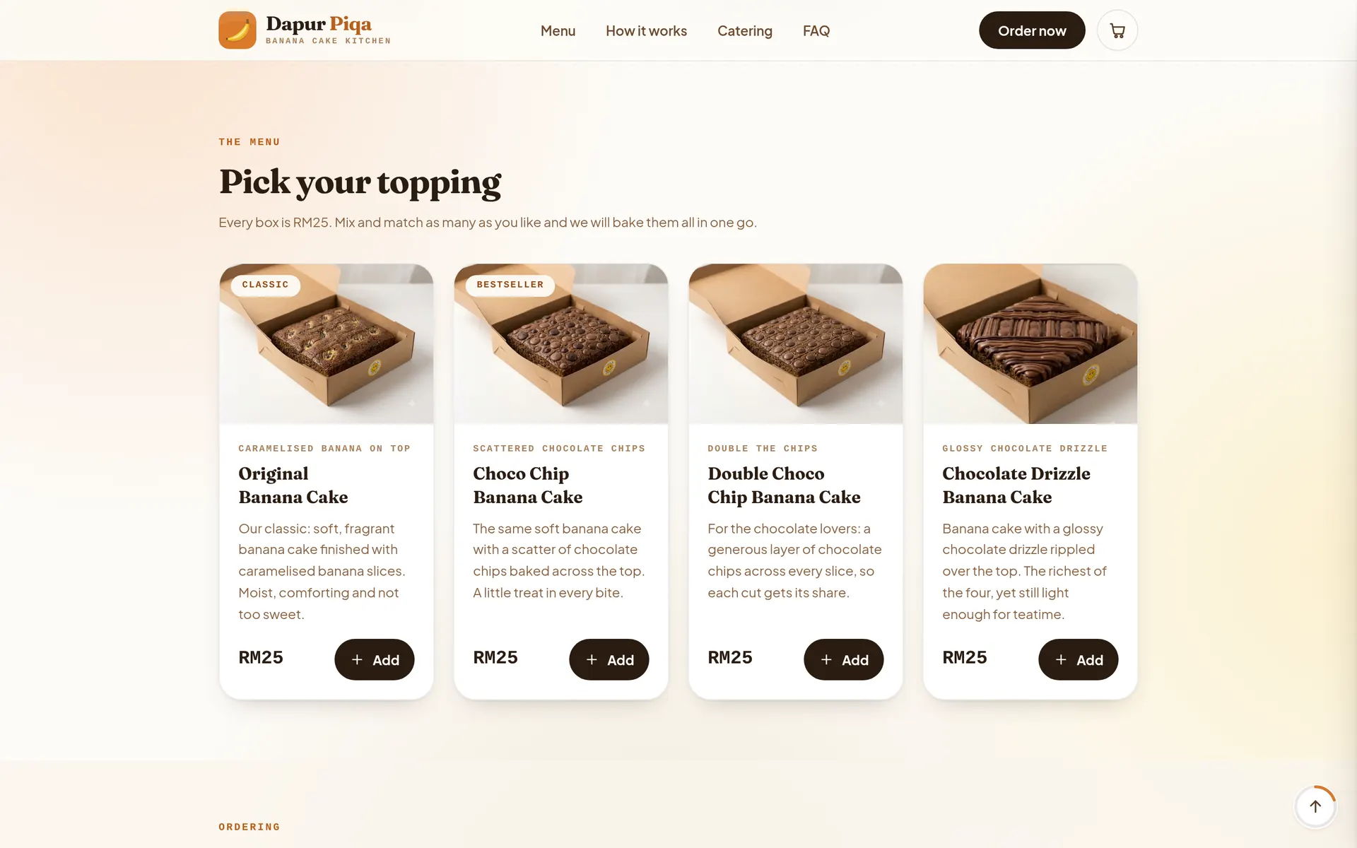 The Dapur Piqa menu on desktop.